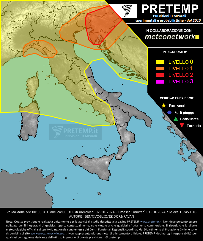 Mappa previsione del 02 ottobre 2024