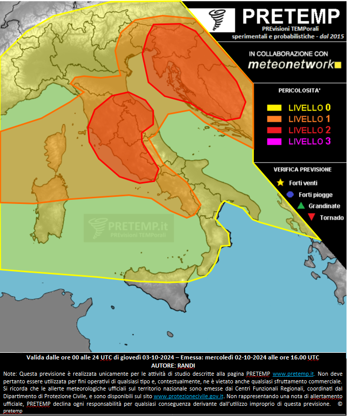 Mappa previsione del 03 ottobre 2024