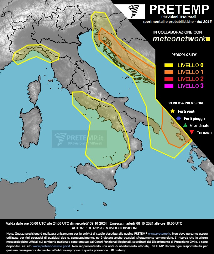 Mappa previsione del 09 ottobre 2024