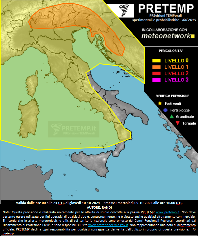 Mappa previsione del 10 ottobre 2024