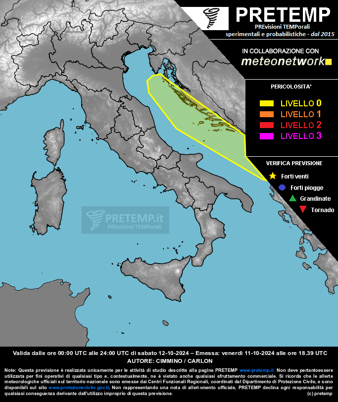 Mappa previsione del 12 ottobre 2024