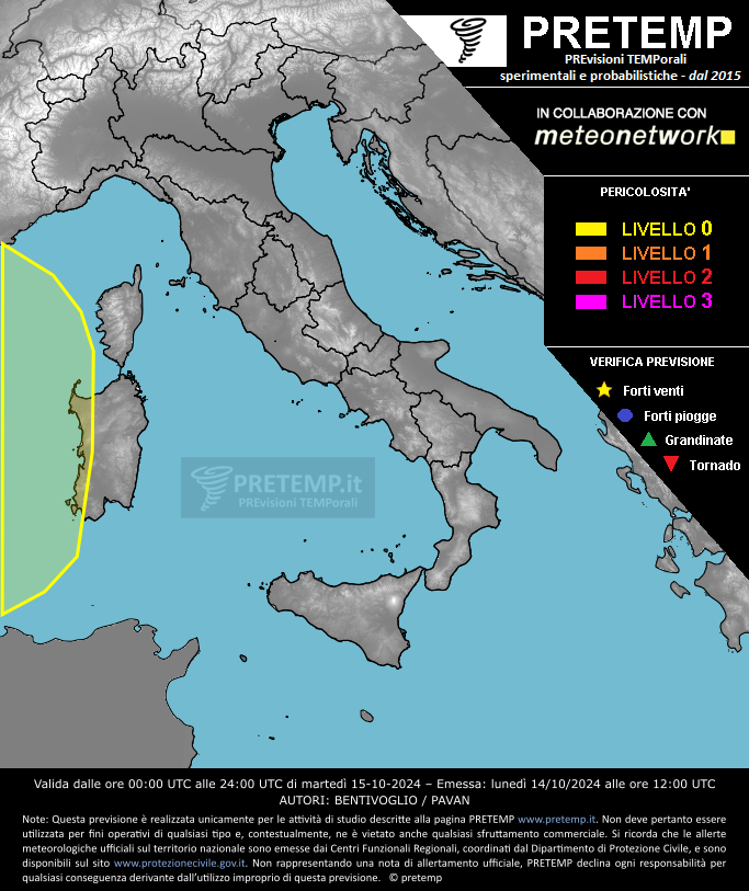 Mappa previsione del 15 ottobre 2024