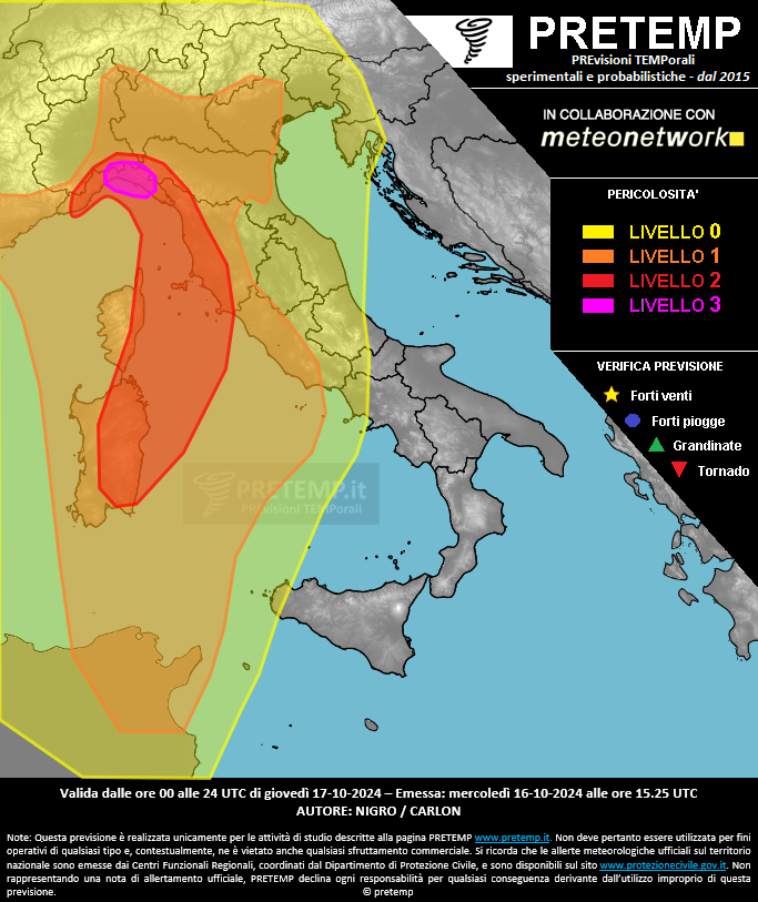 Mappa previsione del 17 ottobre 2024