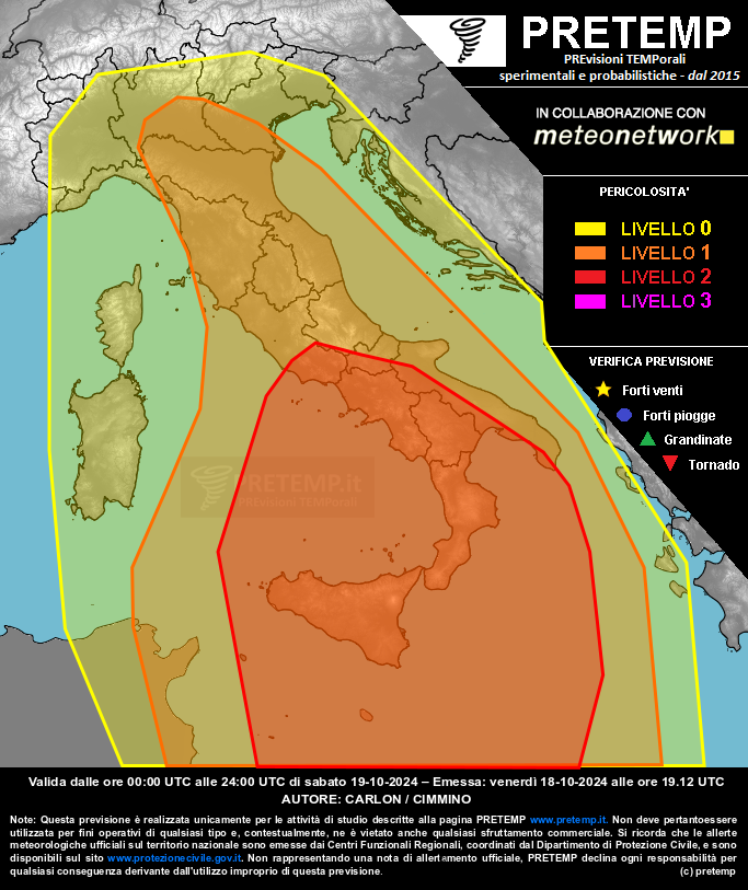 Mappa previsione del 19 ottobre 2024