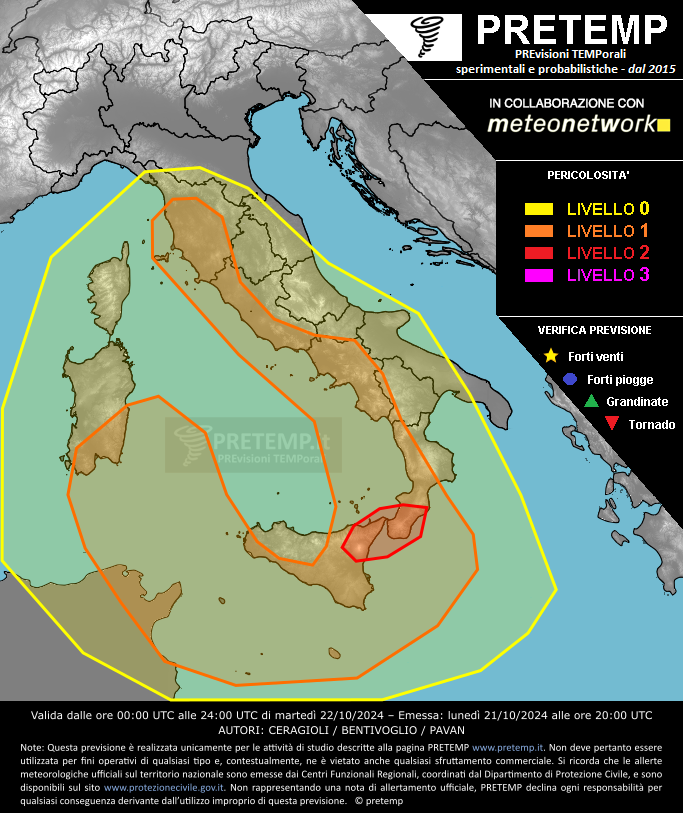 Mappa previsione del 22 ottobre 2024