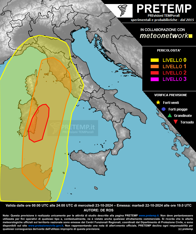 Mappa previsione del 23 ottobre 2024