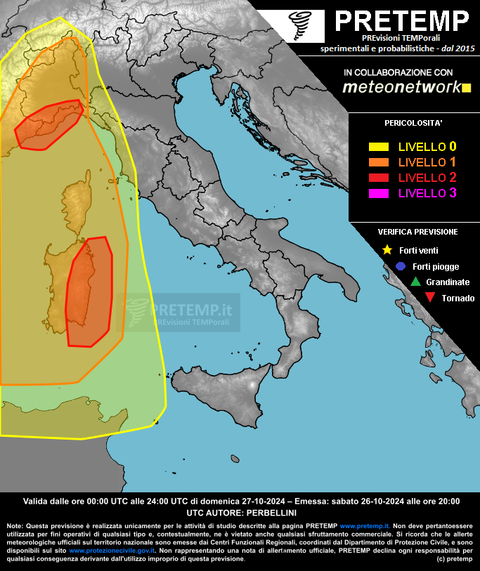 Mappa previsione del 27 ottobre 2024