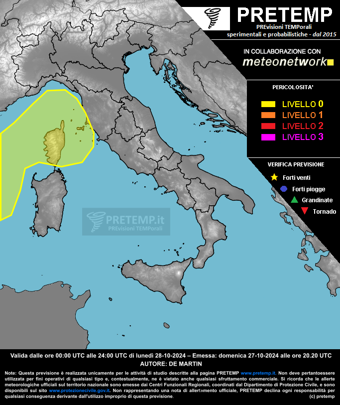 Mappa previsione del 28 ottobre 2024