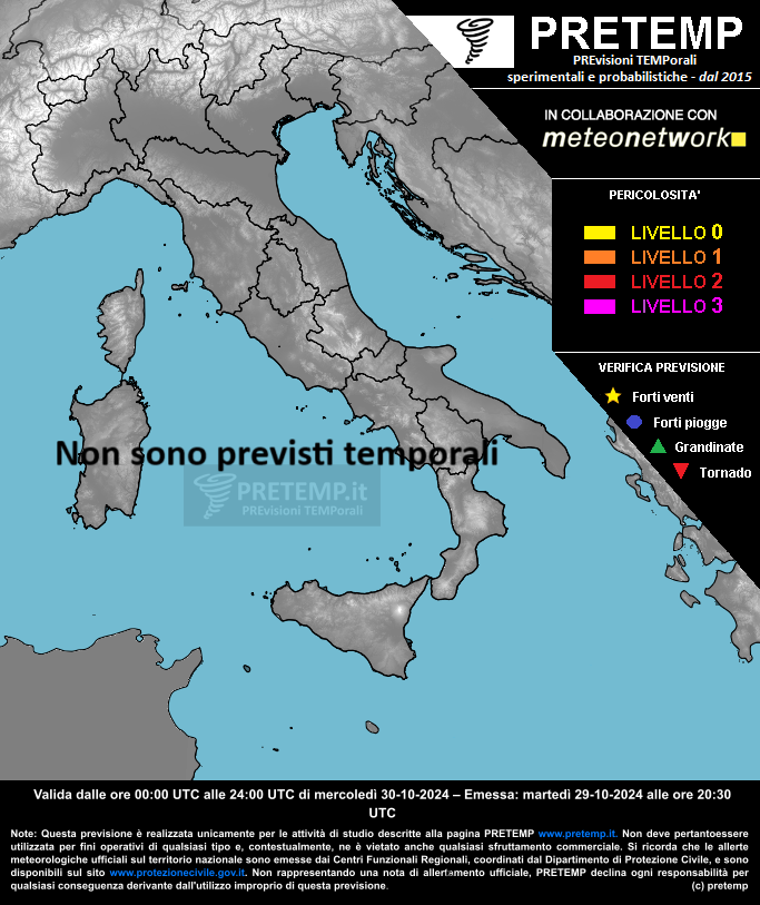 Mappa previsione del 30 ottobre 2024
