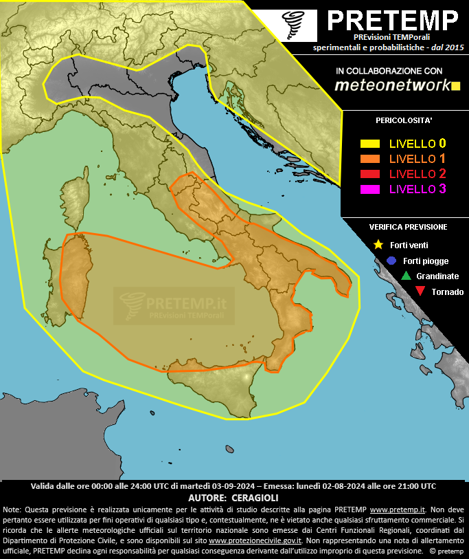 Mappa previsione del 03 settembre 2024