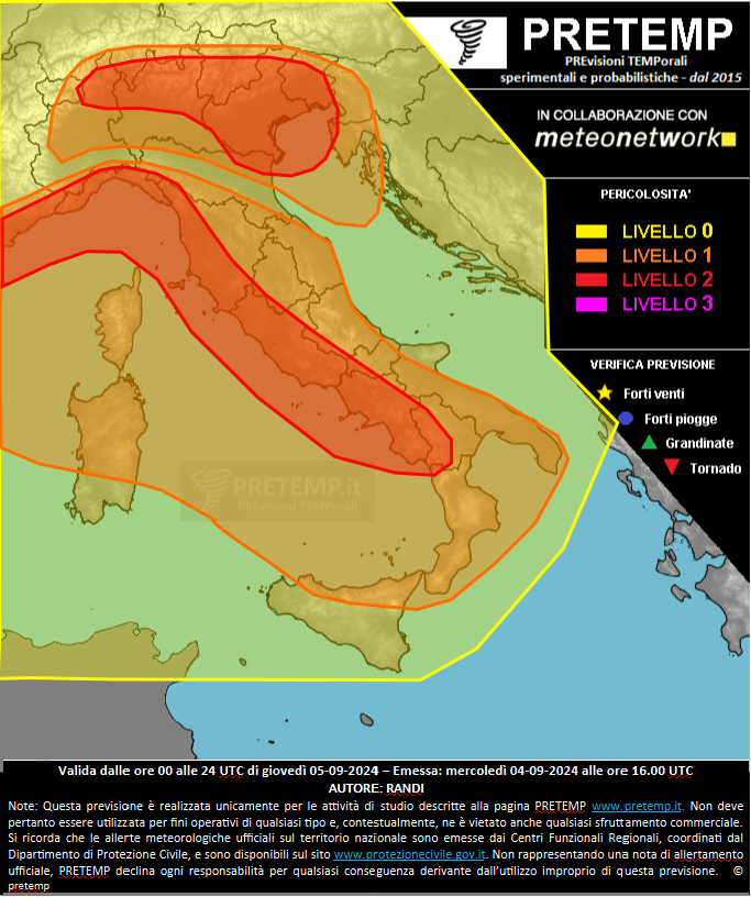 Mappa previsione del 05 settembre 2024