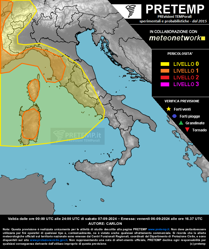Mappa previsione del 07 settembre 2024