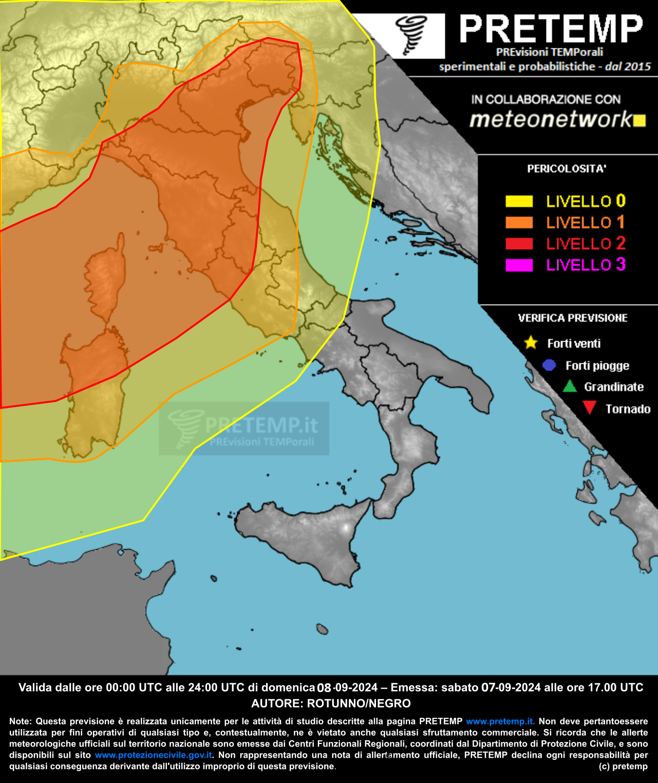 Mappa previsione del 08 settembre 2024