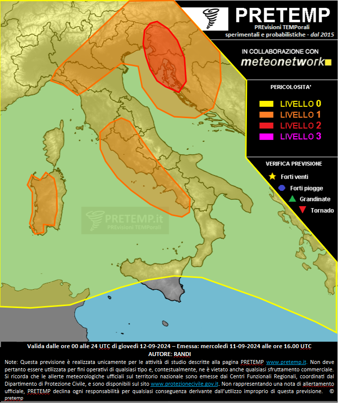 Mappa previsione del 12 settembre 2024