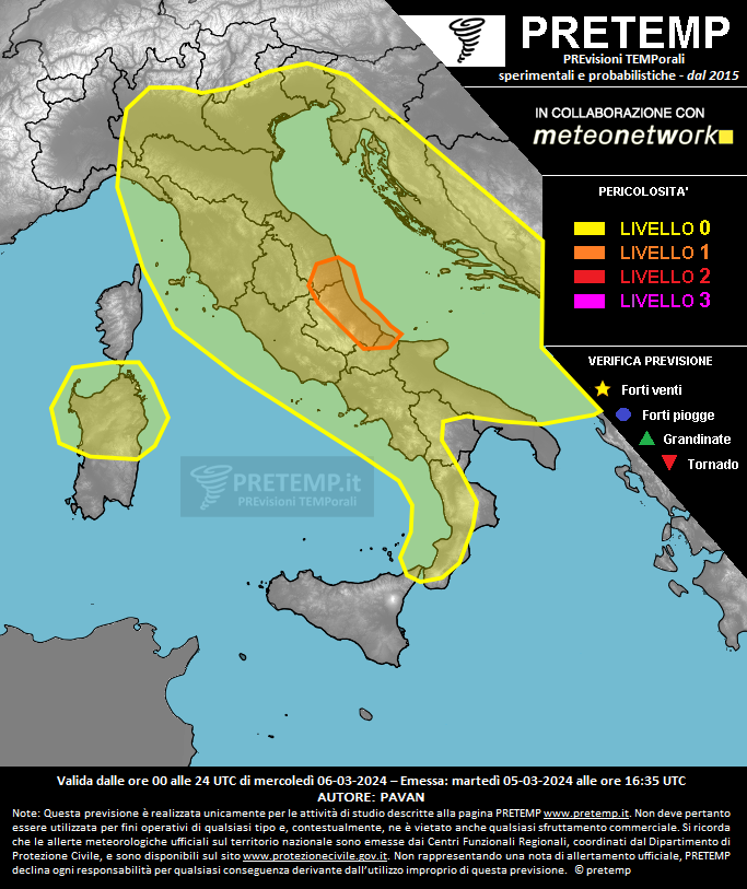 Mappa previsione del 06 marzo 2024