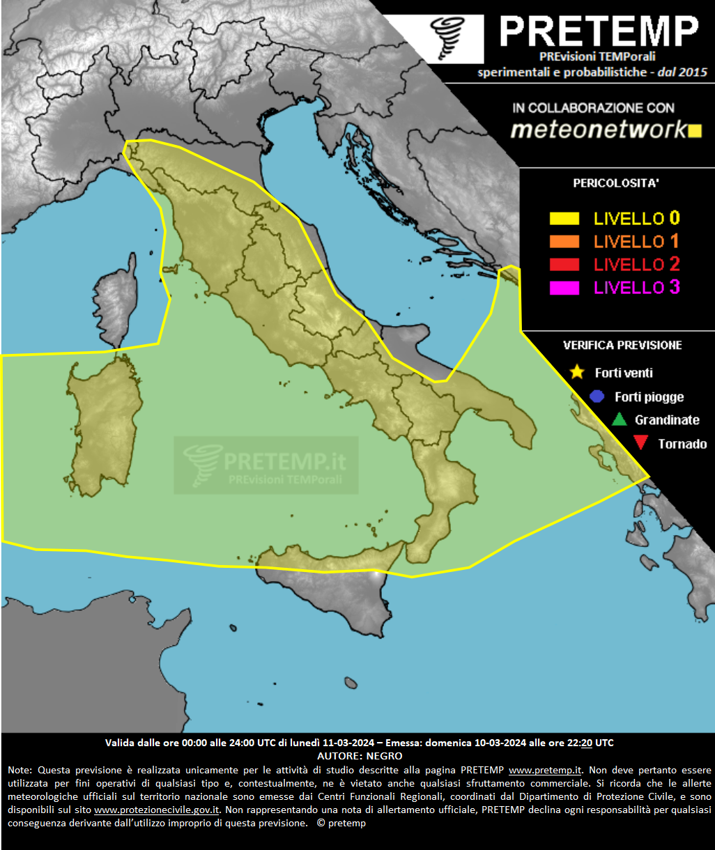 Mappa previsione del 11 marzo 2024