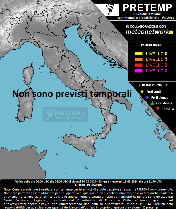 Mappa previsione del 14 marzo 2024