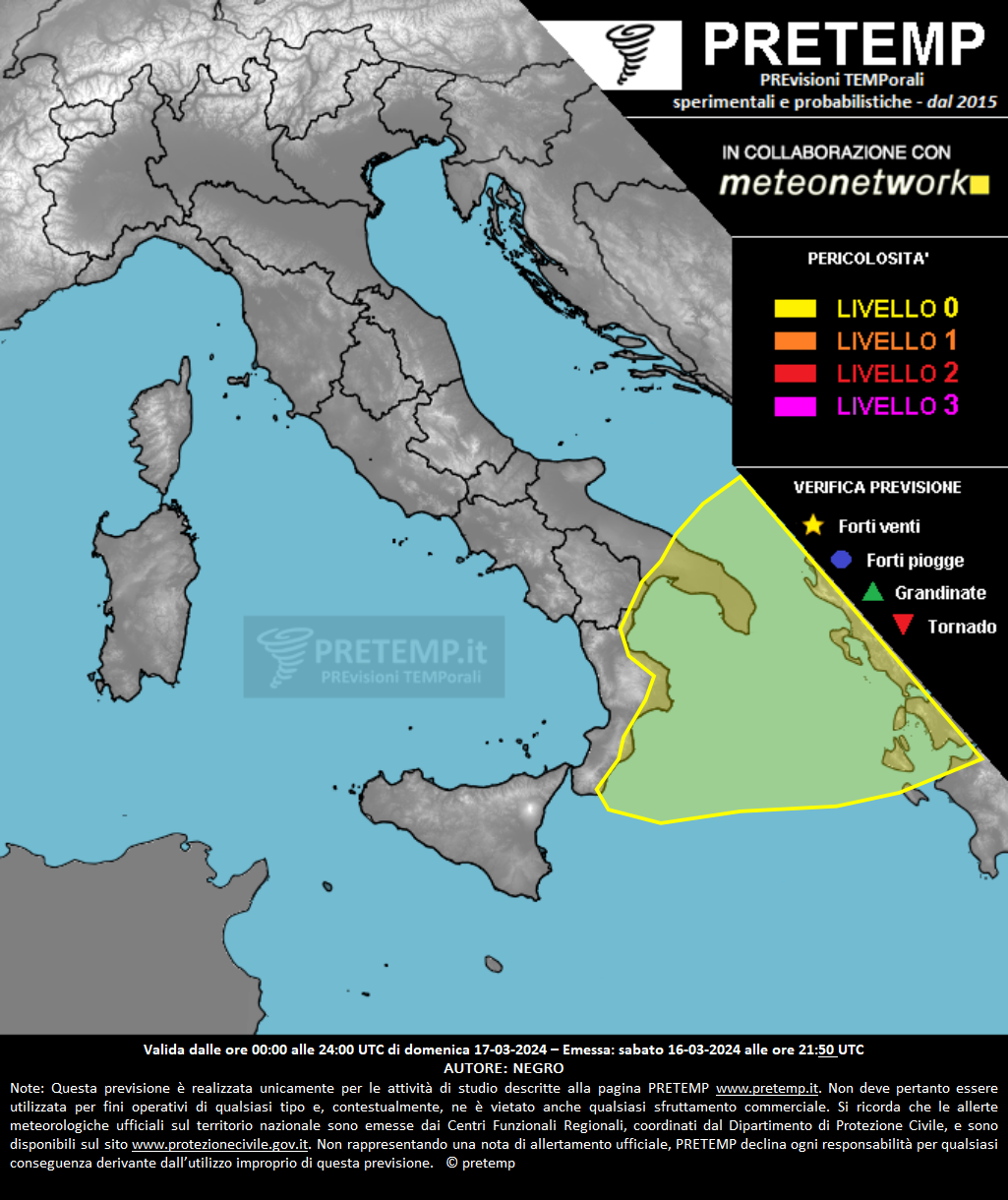 Mappa previsione del 17 marzo 2024