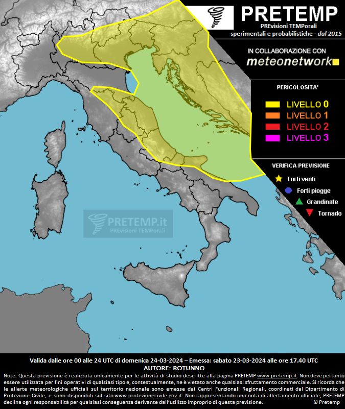 Mappa previsione del 24 marzo 2024