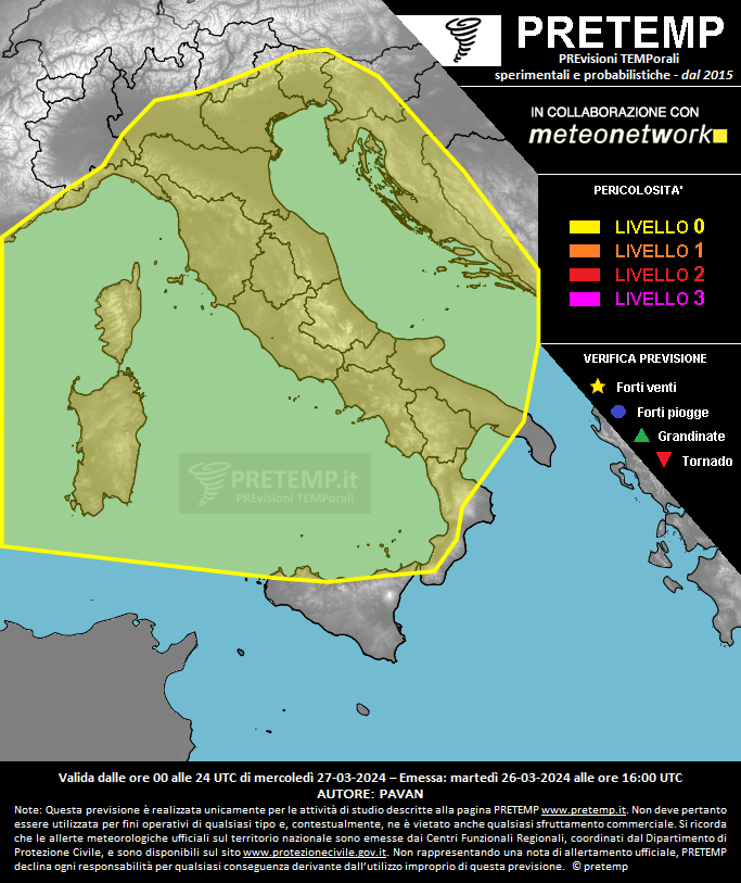 Mappa previsione del 27 marzo 2024