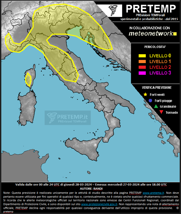 Mappa previsione del 28 marzo 2024