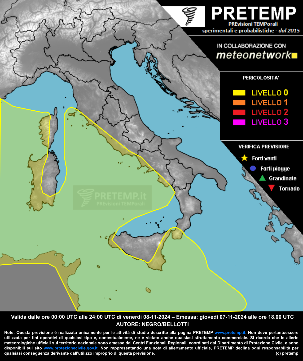 Mappa previsione del 08 novembre 2024