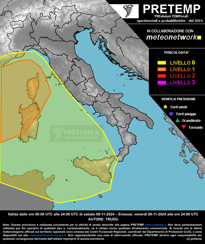 Mappa previsione del 09 novembre 2024