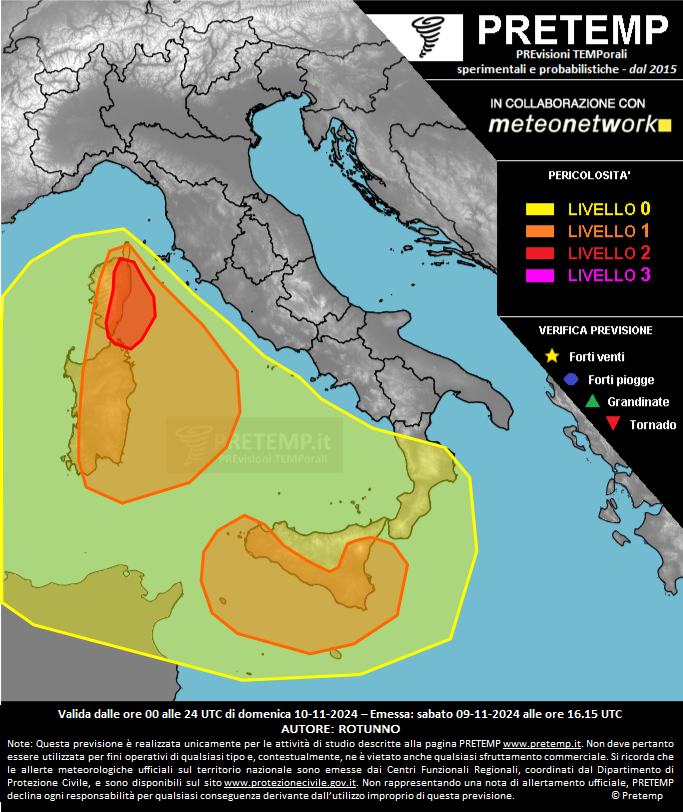 Mappa previsione del 10 novembre 2024
