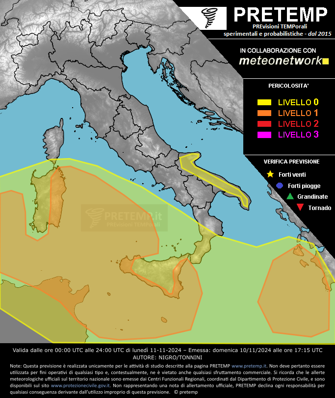Mappa previsione del 11 novembre 2024