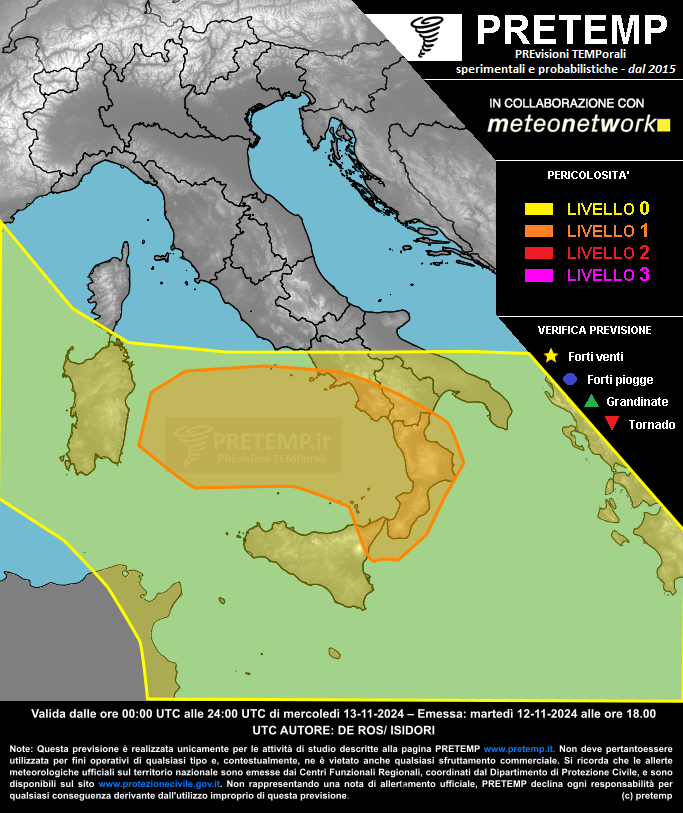 Mappa previsione del 13 novembre 2024