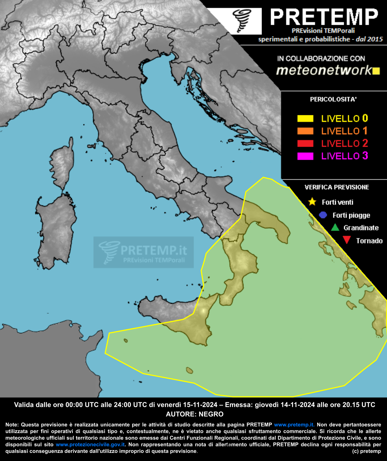 Mappa previsione del 14 novembre 2024