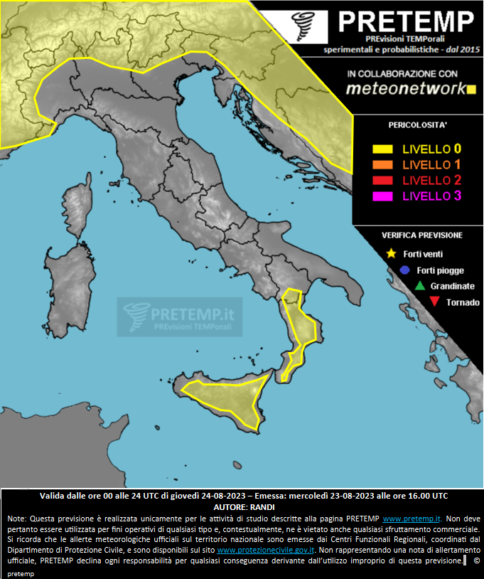 Mappa previsione del 24 agosto 2023