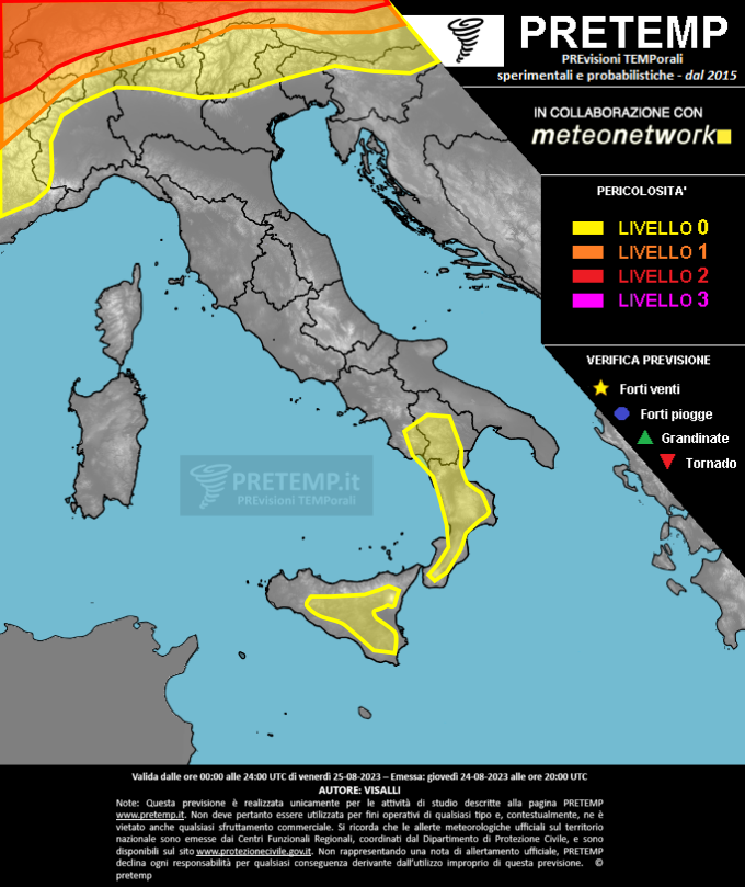 Mappa previsione del 25 agosto 2023