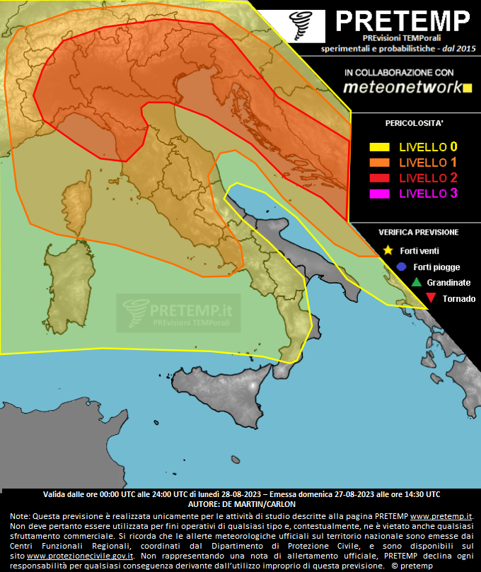 Mappa previsione del 28 agosto 2023
