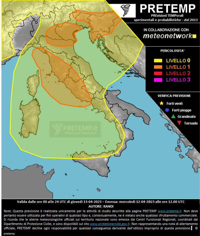 Mappa previsione del 13 aprile 2023