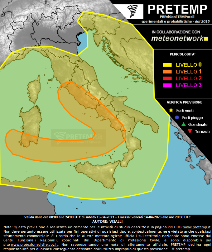 Mappa previsione del 15 aprile 2023
