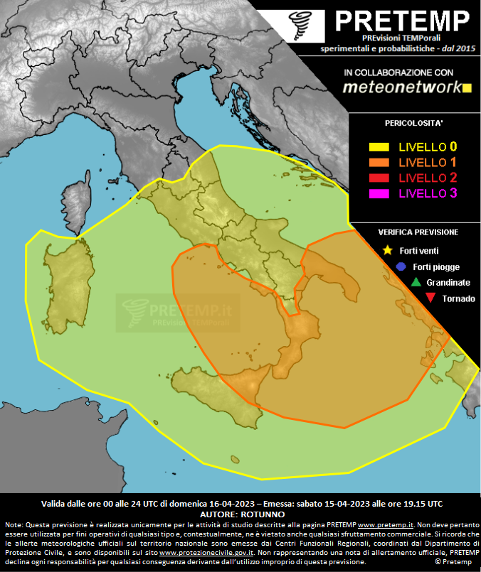 Mappa previsione del 16 aprile 2023