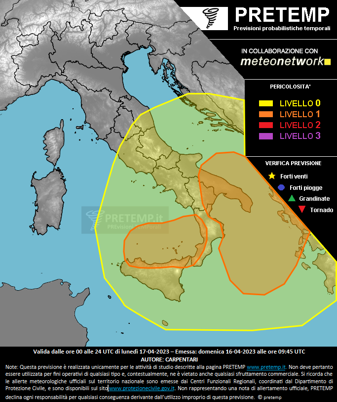 Mappa previsione del 17 aprile 2023