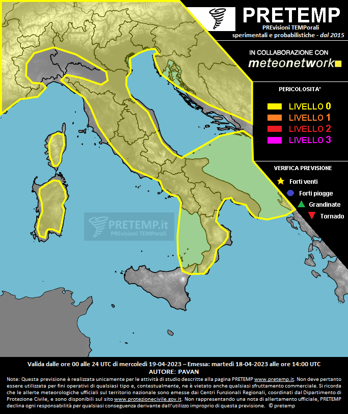 Mappa previsione del 19 aprile 2023