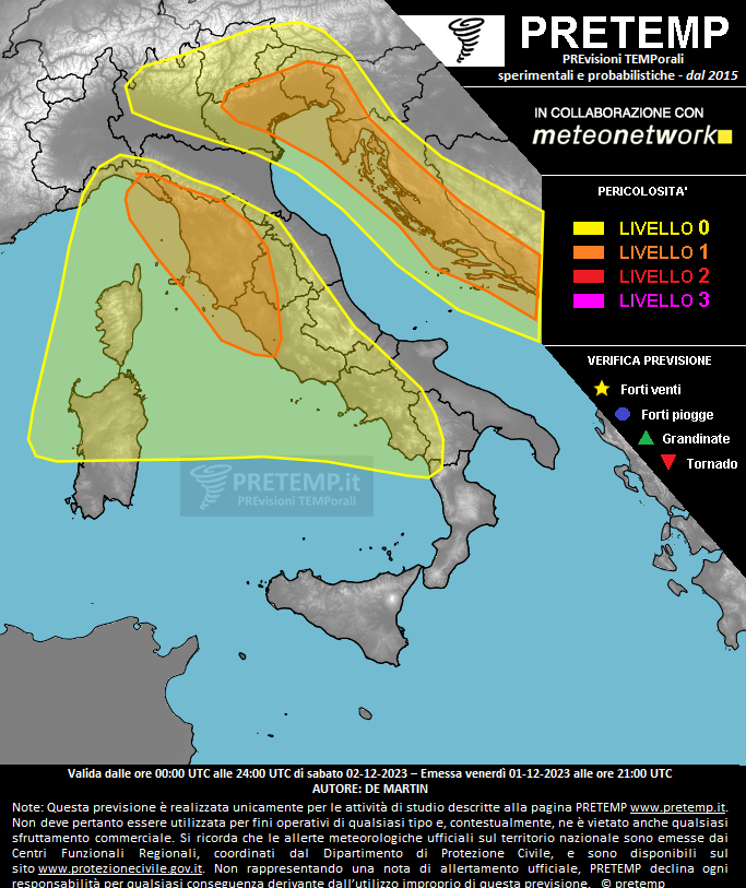 Mappa previsione del 02 dicembre 2023