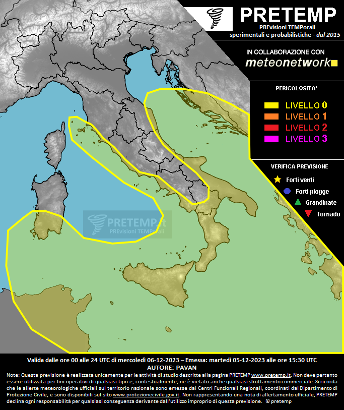 Mappa previsione del 06 dicembre 2023