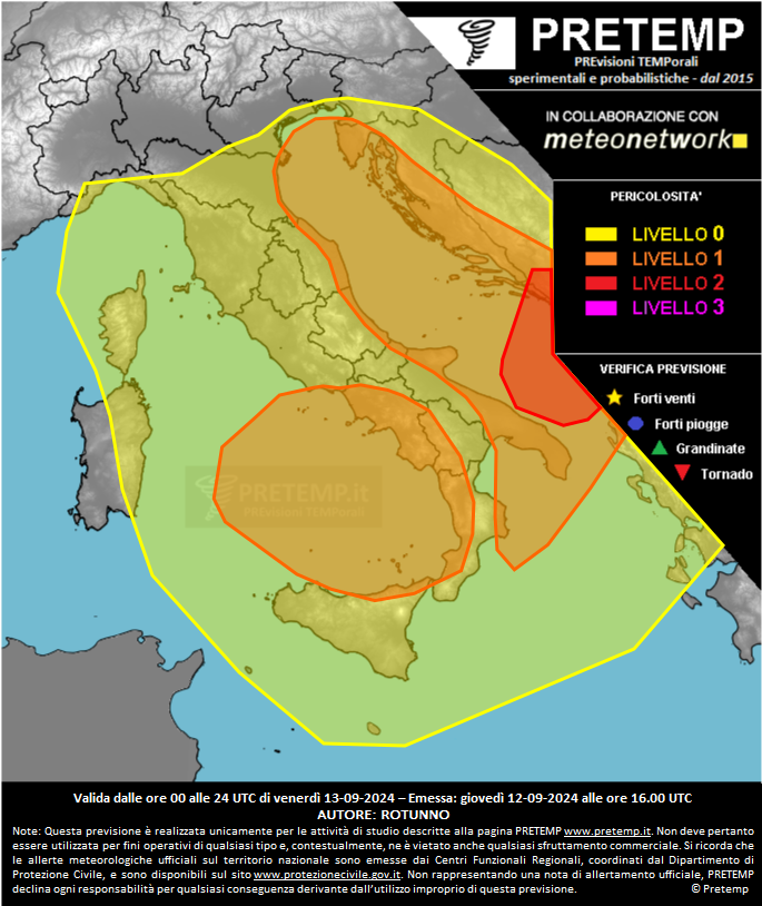 Mappa previsione del 13 settembre 2024