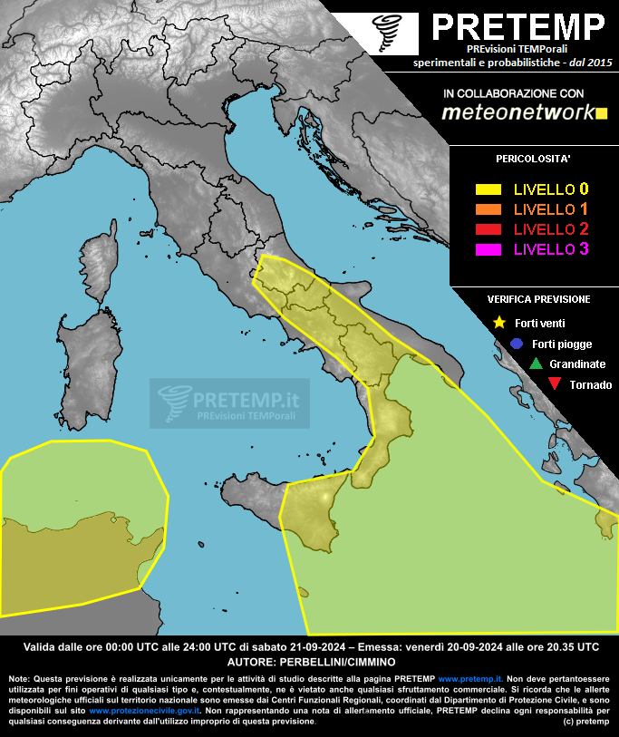 Mappa previsione del 21 settembre 2024