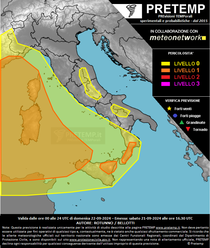 Mappa previsione del 22 settembre 2024