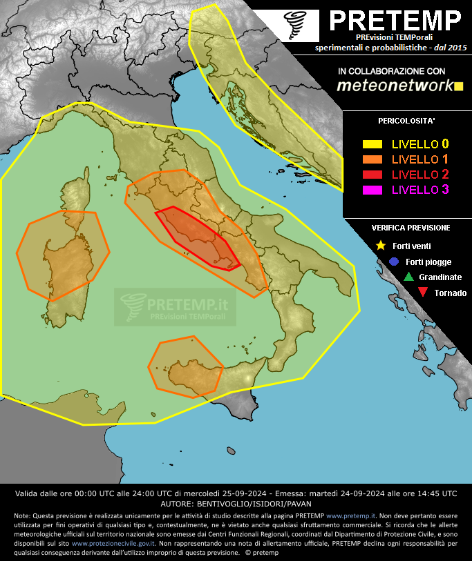 Mappa previsione del 25 settembre 2024