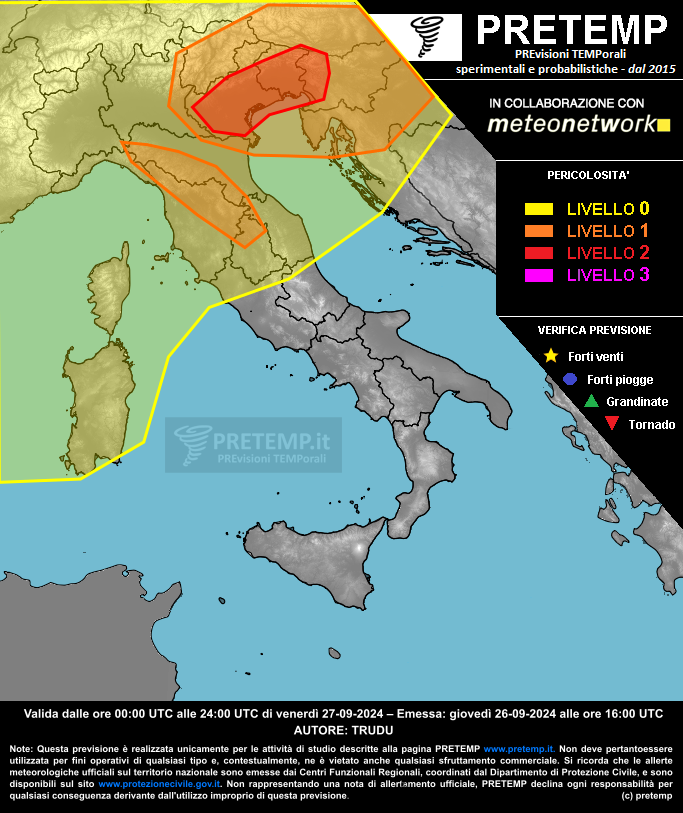 Mappa previsione del 27 settembre 2024