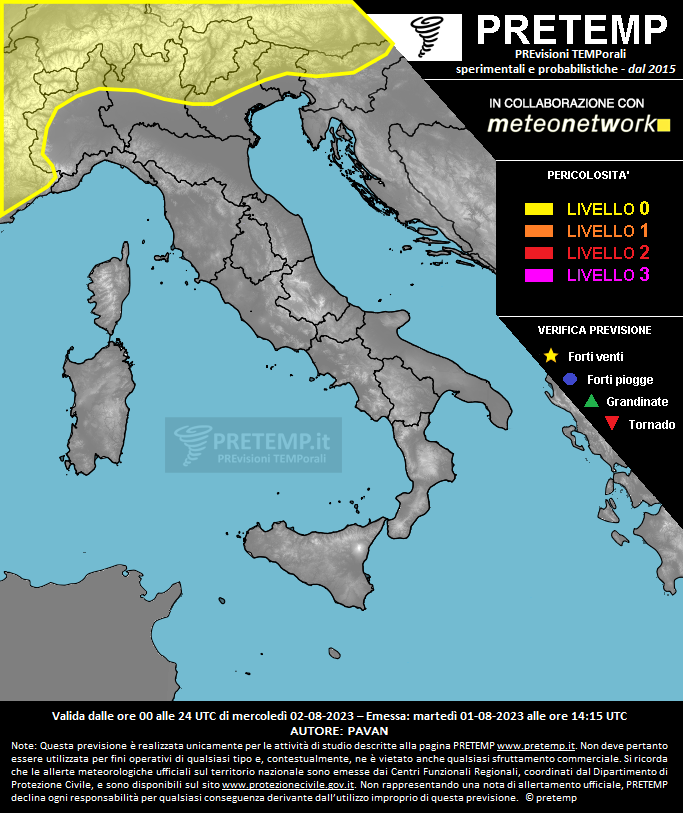 Mappa previsione del 02 agosto 2023