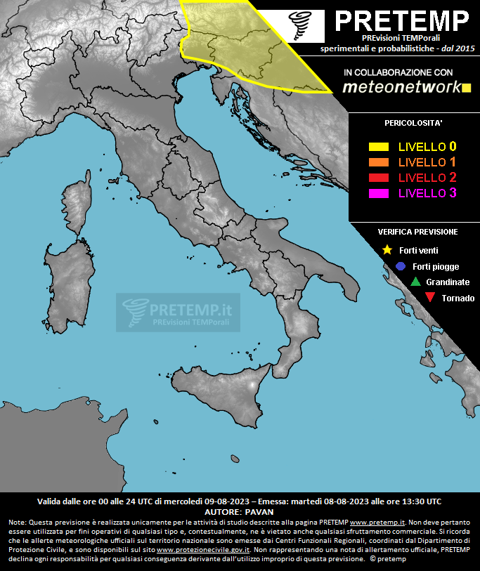 Mappa previsione del 09 agosto 2023
