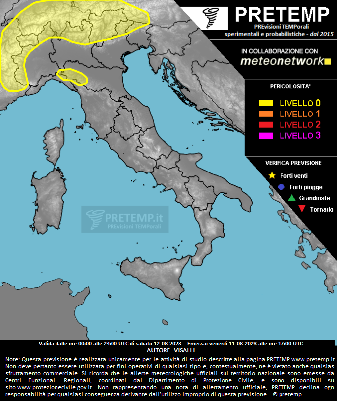 Mappa previsione del 12 agosto 2023