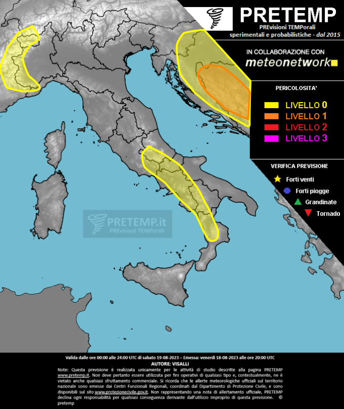 Mappa previsione del 19 agosto 2023